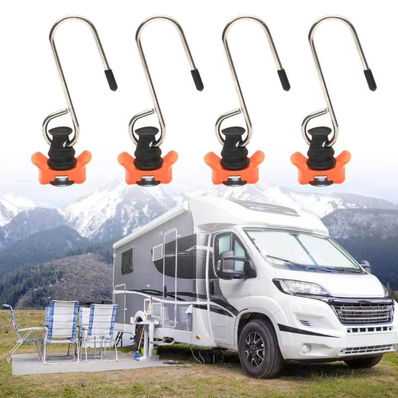 4pcs Universal Airline Rails Metal Hooks Heavy Duty Cargo Securing Accessories for Motorhomes Trucks Transportation