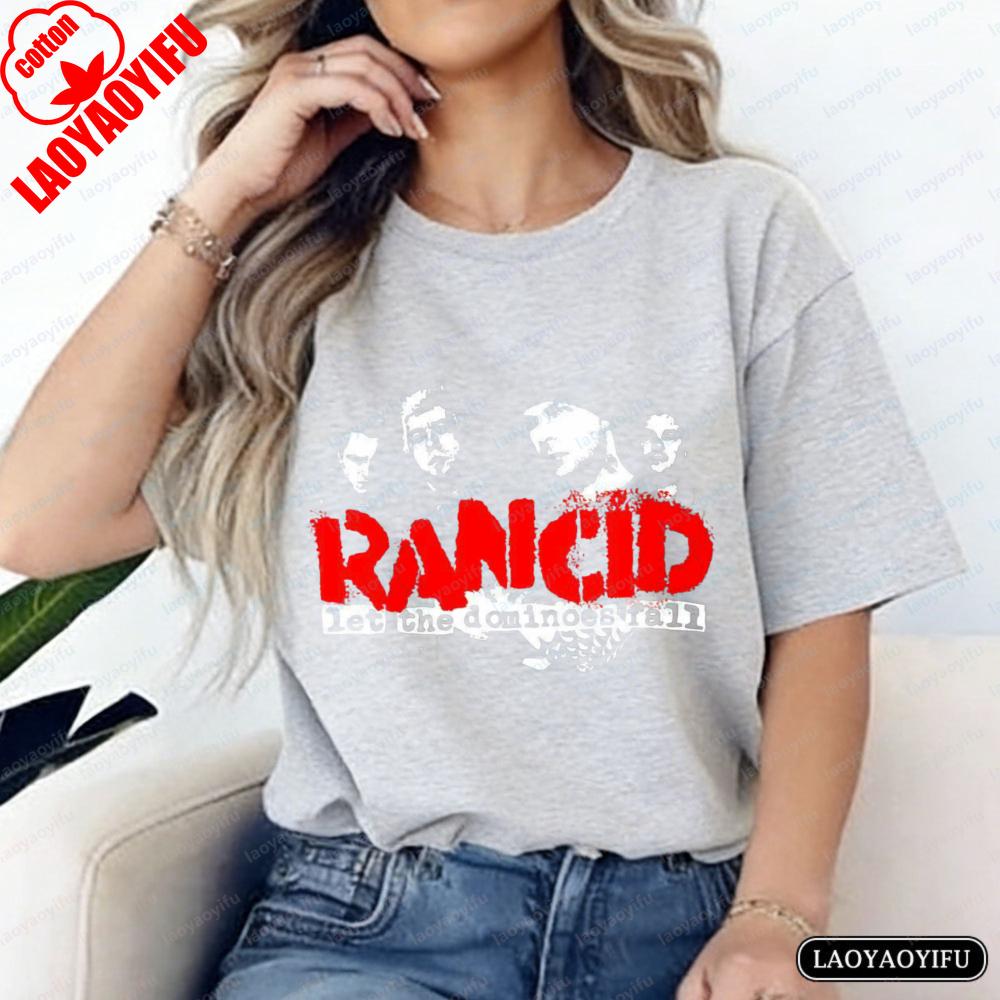 Let The Dominoes Fall Print TShirt Rancid Fan Unisex Tops Punk Lover Cotton Tee Vintage Classic Band Rock Women Unisex Streetwear
