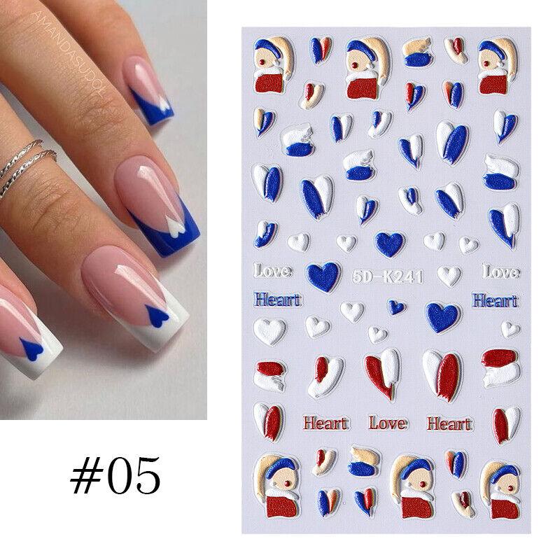 

5D Тисненые Цветочные Красочные Наклейки Для Ногтей DIY Дейзи Весенний Арт Маникюр Наклейки 05