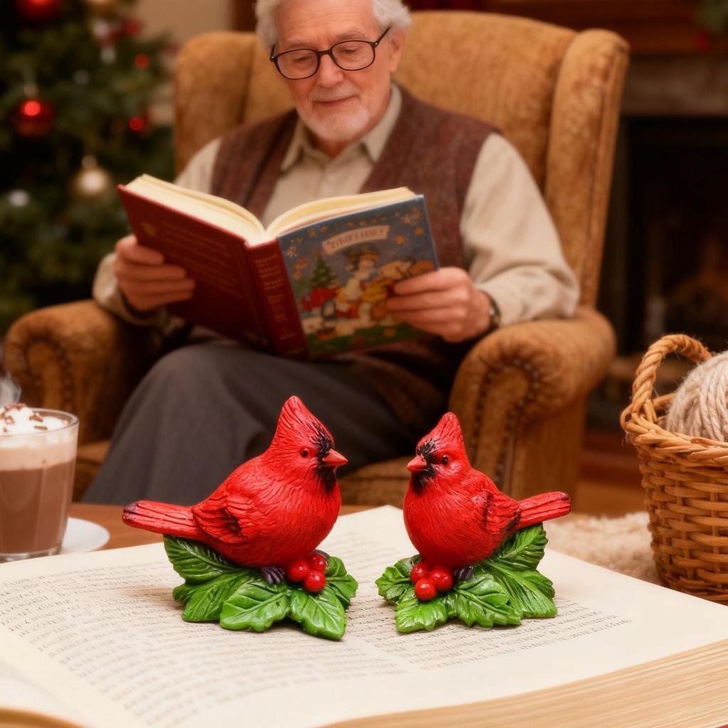 Christmas Red Bird Decorations Small Red Bird Christmas Decorations Resin Animal Seasonal Statues For Holiday Winter Indoor