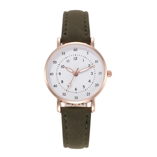 Student Quartz Watch Faux Leather Band Round Dial Watch Arabic Numerals Simple Wristwatch for Teens Boys Girls School Casual Wear