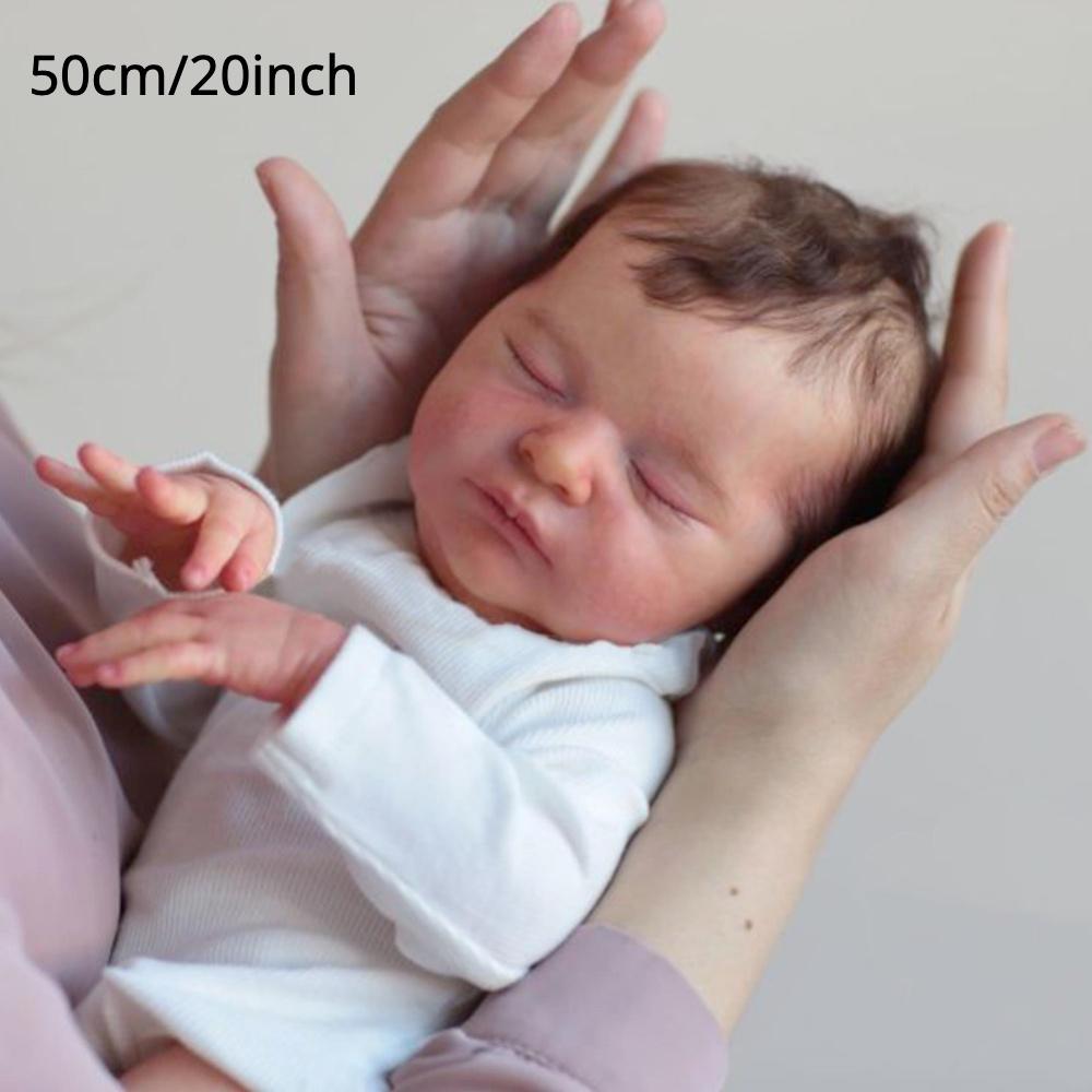 BZDOLL 3D-paint Skin with Visible Veins Doll Reborn Baby 50cm 20inch Soft Vinyl Asleep Newborn Bebe Art Dolls Girl Christmas Gift Art Toy