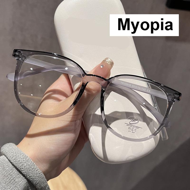

Fashion Round Ladies Myopia Glasses with Diopter Ultralight Oversized Frame Anti Blue Light Prescription Near Sight Eyeglasses 0 To -4.0