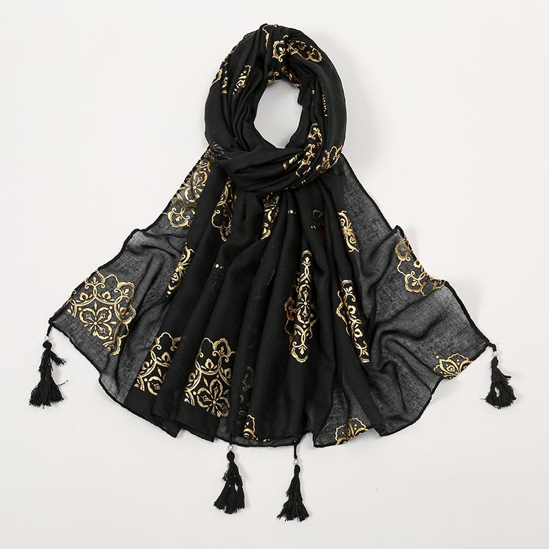 New Gold Glitter Shimmer Cotton Hijab Scarf Women Islam Scarf Muslim Women Crinkle Scarves Headscarf Wraps Ramadan Abaya Turbans