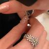 Luxury Minimalist Diamond-Encrusted Little Daisy Ring - Women's Unique High-End Finger Ring Handpiece Open Ring