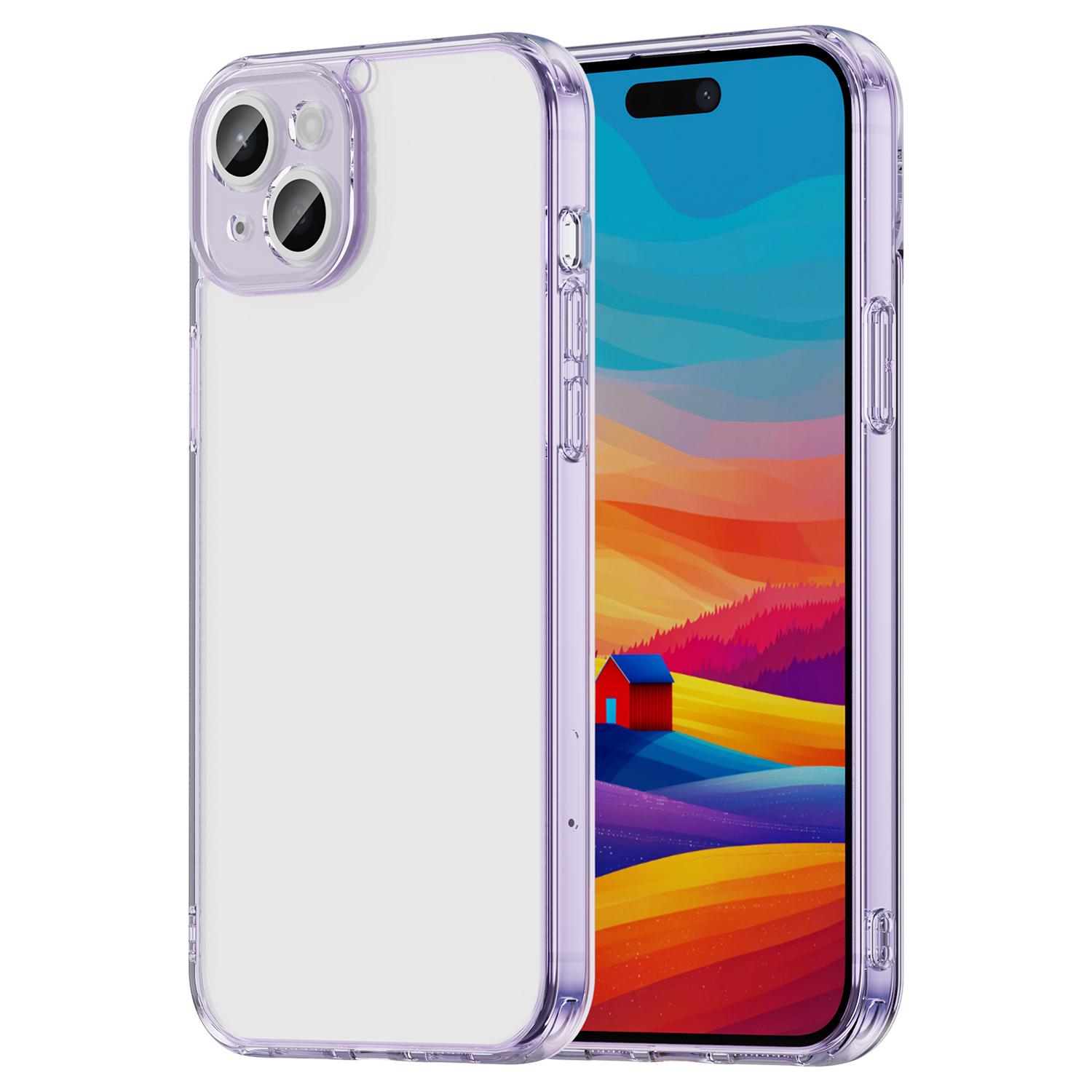 

For iPhone 15 Case TPU+Acrylic Phone Back Cover Anti Yellowing Purple