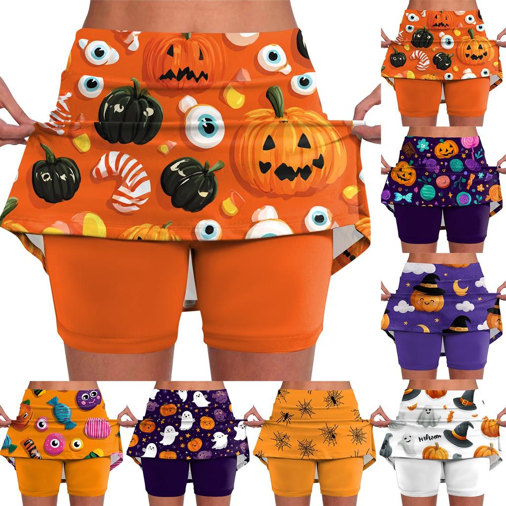 Elastic Yoga Culottes For Women Print Athletic Shorts Lightweight High Waist Skinny Joggers