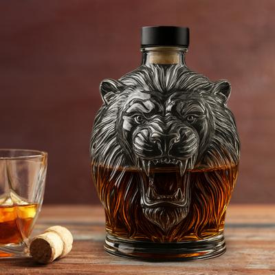 Καράφα Ουίσκι 280ml με Στεγανό Στόπερ Σφράγισης Σχέδιο Λιοντάρι Μεγάλη Χωρητικότητα