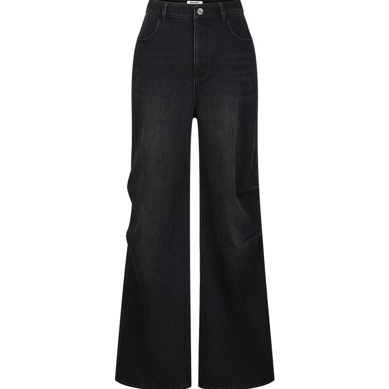 

JZ Annacoco Women s Relaxed Cleanfit Plush Lined Pleated Wide-Leg Denim Pants L