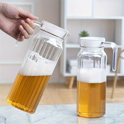 Pichet à eau en plastique transparent de 1,1 L, grande capacité, pour jus, thé, lait, bar, fête, vin, bière, cuisine, rangement de boissons