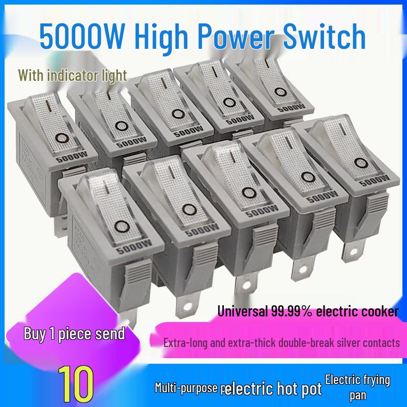 

Electric Hot Pot Rocker Switch 5000W, Silver Contact, Multifunctional with Light for Frying Pan Common 2100W - Single Unit