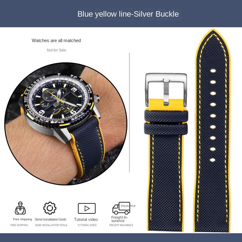 Per cinturino Citizen Blue Angel seconda generazione AT8020 JY8078 fibra di carbonio nylon gomma fluoro cinturino silicone braccialetto