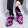 New High Quality Men's Leather Oxfords Black Purple Slip-on Loafers Man Shoes Wedding Office Business Formal Dress Casual Shoes