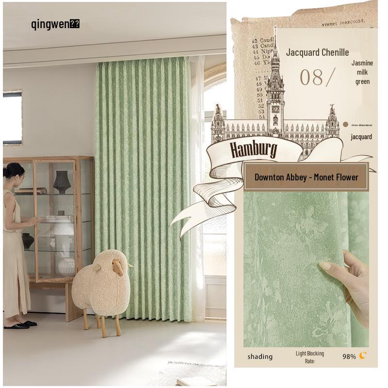 Xiaohongshu Downton Abbey Chenille Jacquard Floral Curtains for Living Room/Bedroom