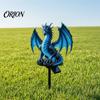Outdoor Pathway Stake Lights Solar Dragon Garden Light, Resin Ice Statue Decorative Exterior Lamps Fantasy Mythical Animal Light for Lawn Yard
