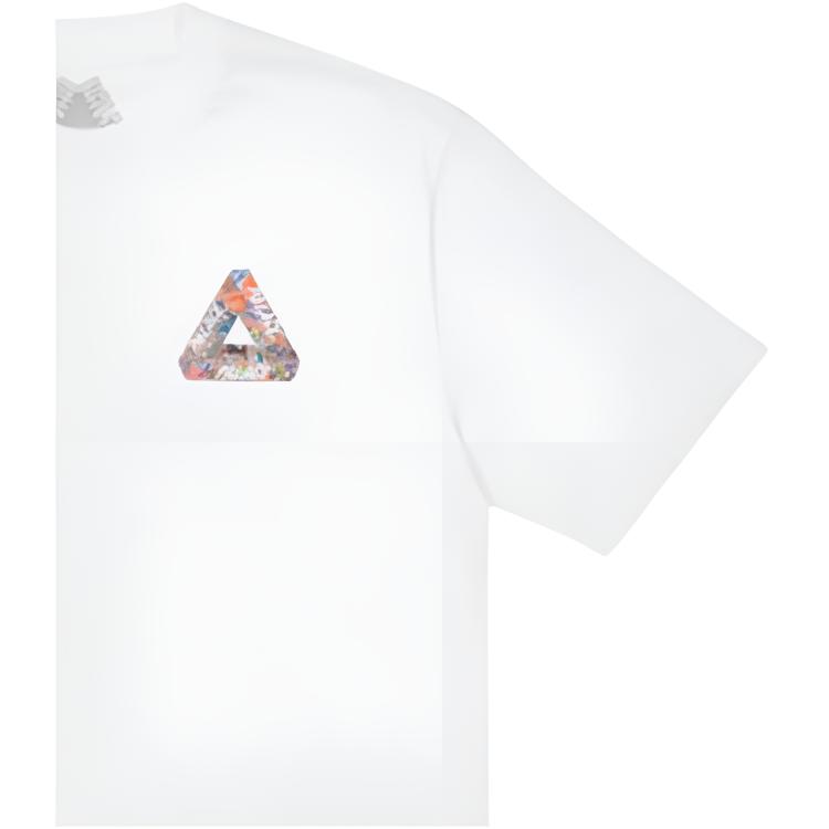 Palace Camiseta Unisex de Manga Corta y Cuello Redondo con Estampado de Pegatina Tri-Ferg Tops Blanco P21TS105