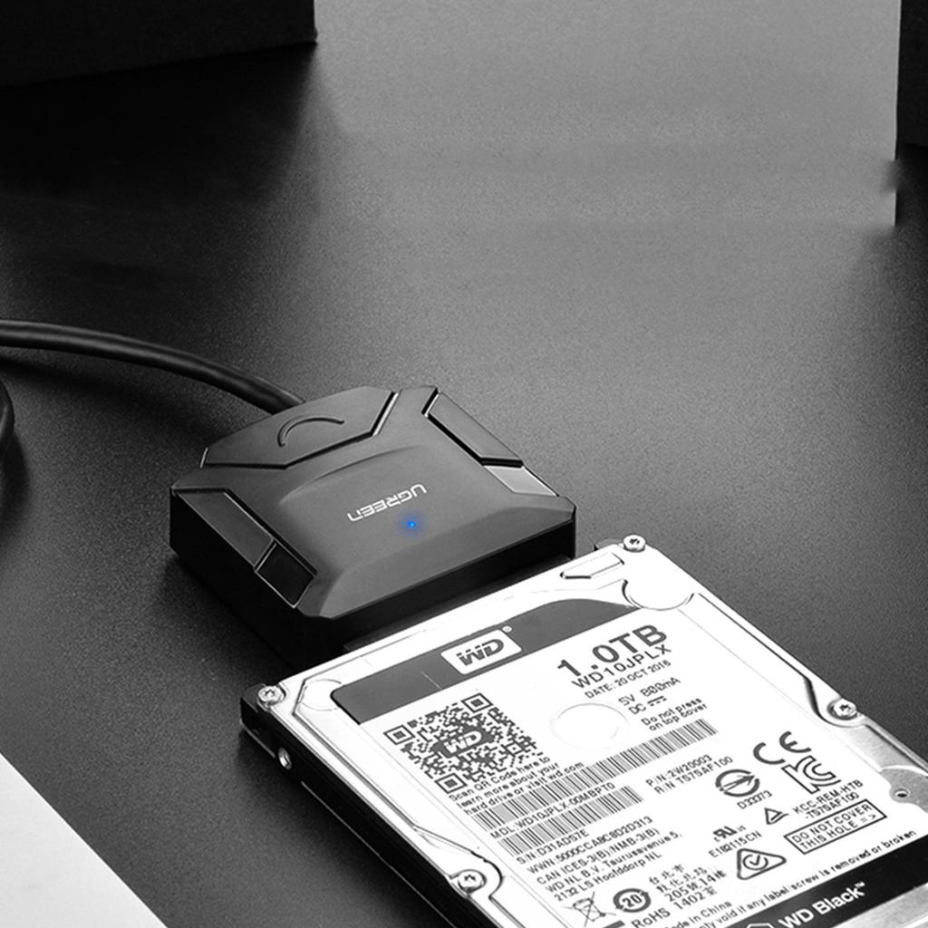 Ugreen USB 3.0 to SATA Adapter for HDD & SSD - High-Speed Black (CR108)