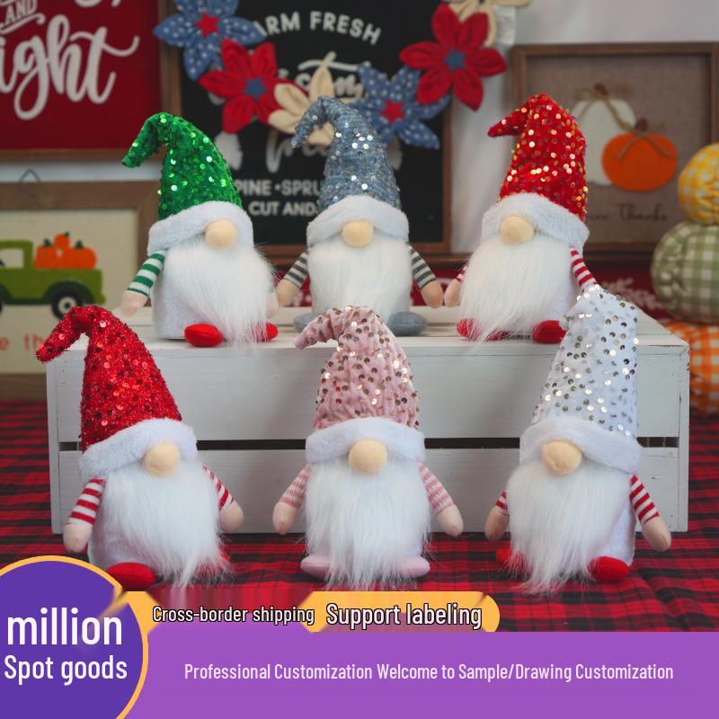 Svítící flitrový trpaslík a Rudolf vánoční ozdoby