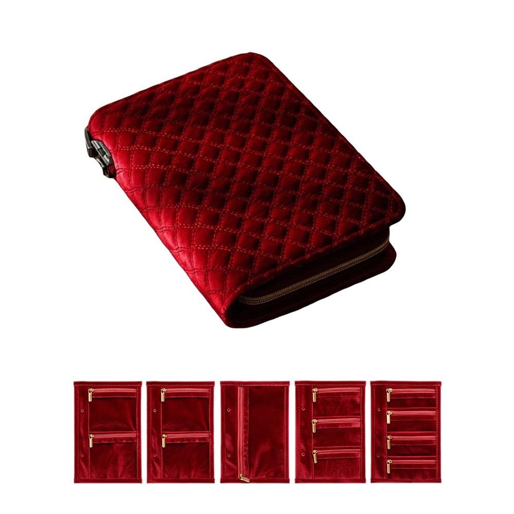 Zipper Clear Pocket Jewelry Storage Book Velvet Jewelry Storage Bag for Home