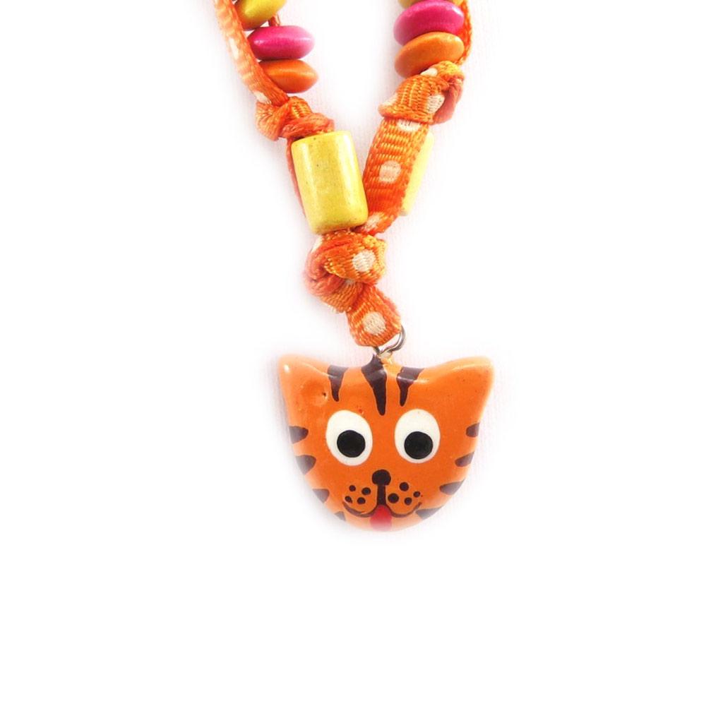 Les Trésors De Lily [J8203] - Orange 'Cats' Designer Necklace