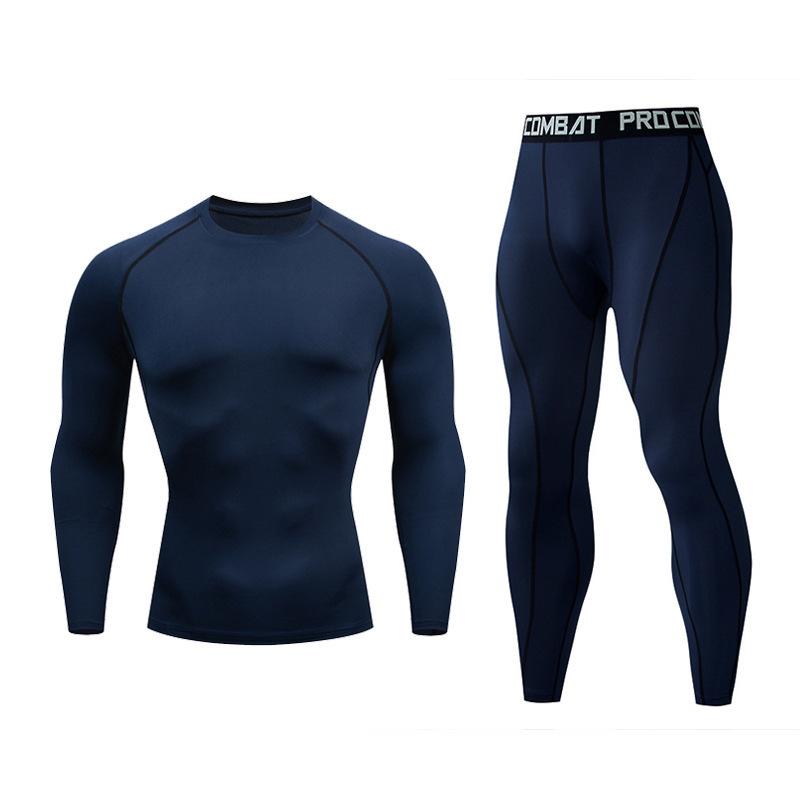Men Compression Tops Tight Trousers Long Sleeve Shirts Long Pants Sport Suits