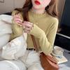 Season's new wooden ear edge semi-turtleneck sweater knitted sweater top women's outer wear bottoming shirt
