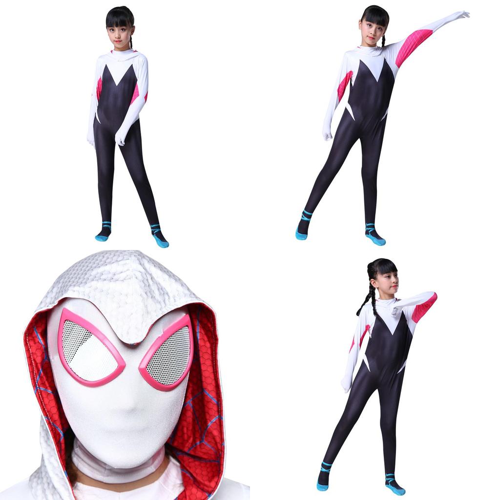 Vibrant Spider-man Into The Spider-verse Gwen Stacy Kids Costume Jumpsuit For Playful Adventures