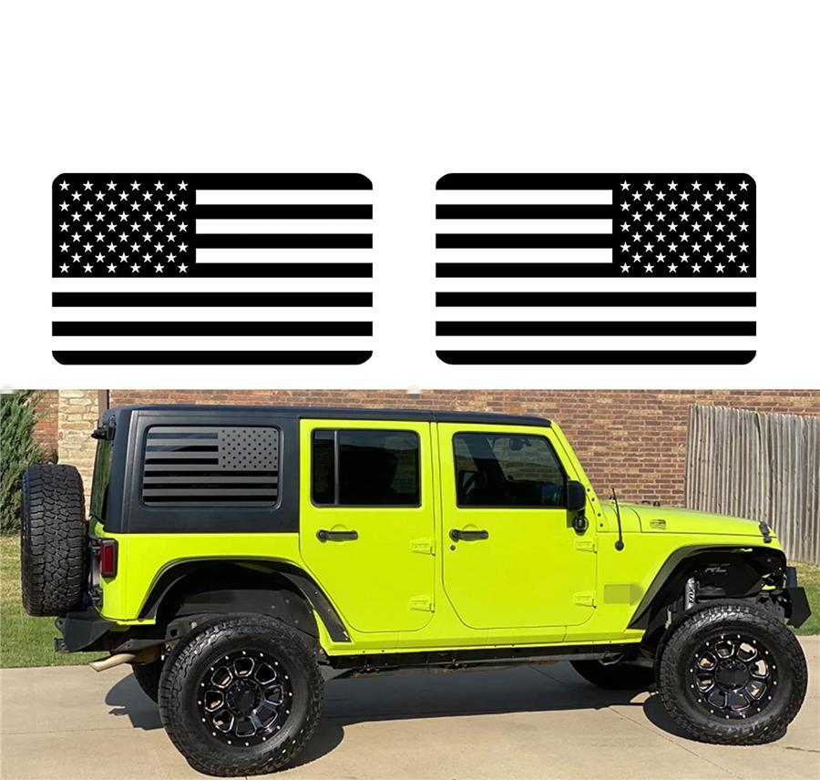 Matte Black American Flag Rear Window Decal For 2018-2022 Jeep Wrangler JL 4Door