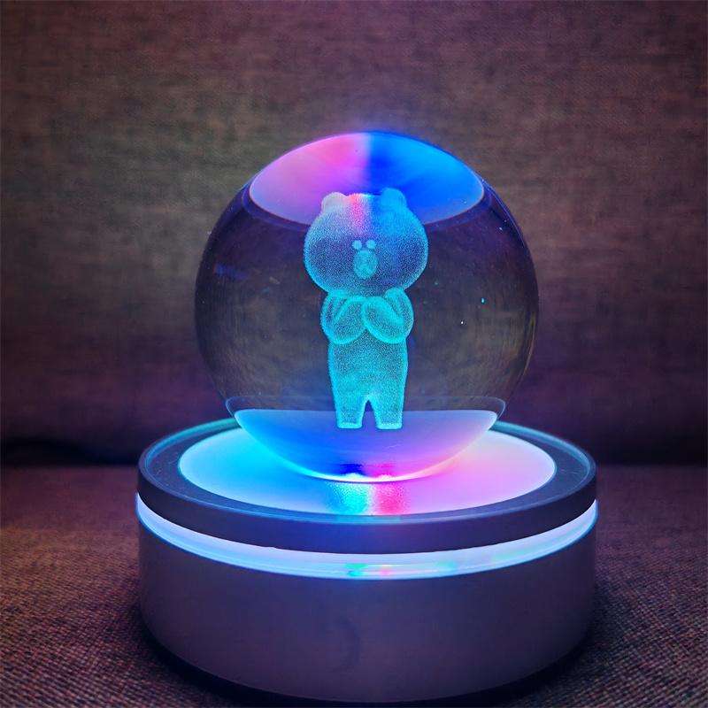 Veilleuse boule de cristal lumineuse planète galaxie astronaute 3D RVB lune lampe de table lampe d'ambiance décorations de table cadeaux pour enfants