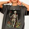 Dark Botanical Skeleton Shirt Comfort Colors® Vintage Whimsigoth Floral Skeleton Tshirt Dark Academia Boho Grunge Gothic Flowers Cottagecore