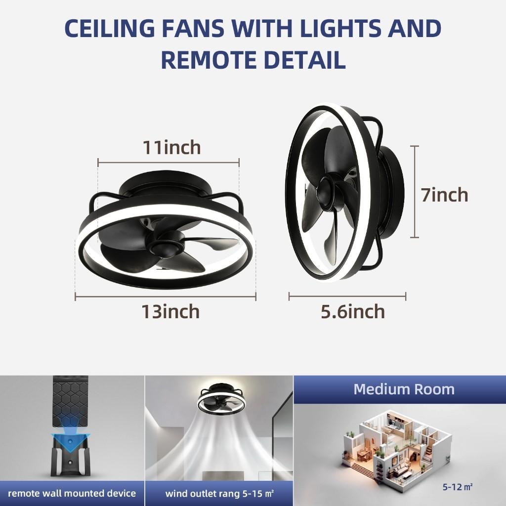 13.5 Inchs Ceiling Fan with Light White Small Ceiling Fan for Toilet/Kitchen DC Motor Fan