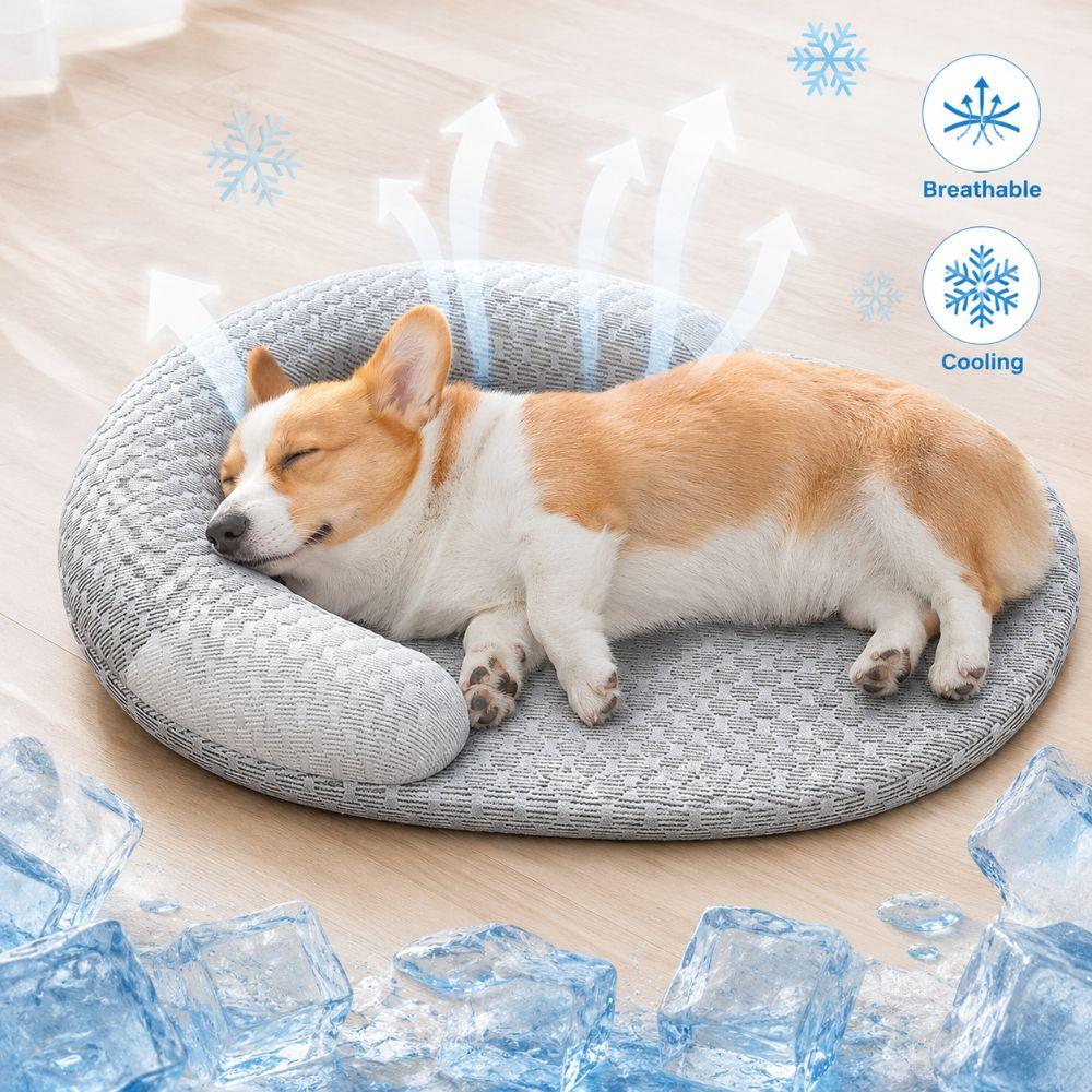 Oval Summer Cooling Dog Bed Ice Silk Pet Nest New Cat Cooling Pad  For Small Medium Large Pet