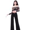 American Low-Waisted Slimming Black Flare Jeans - Cute Casual Wide Leg Duster Pants