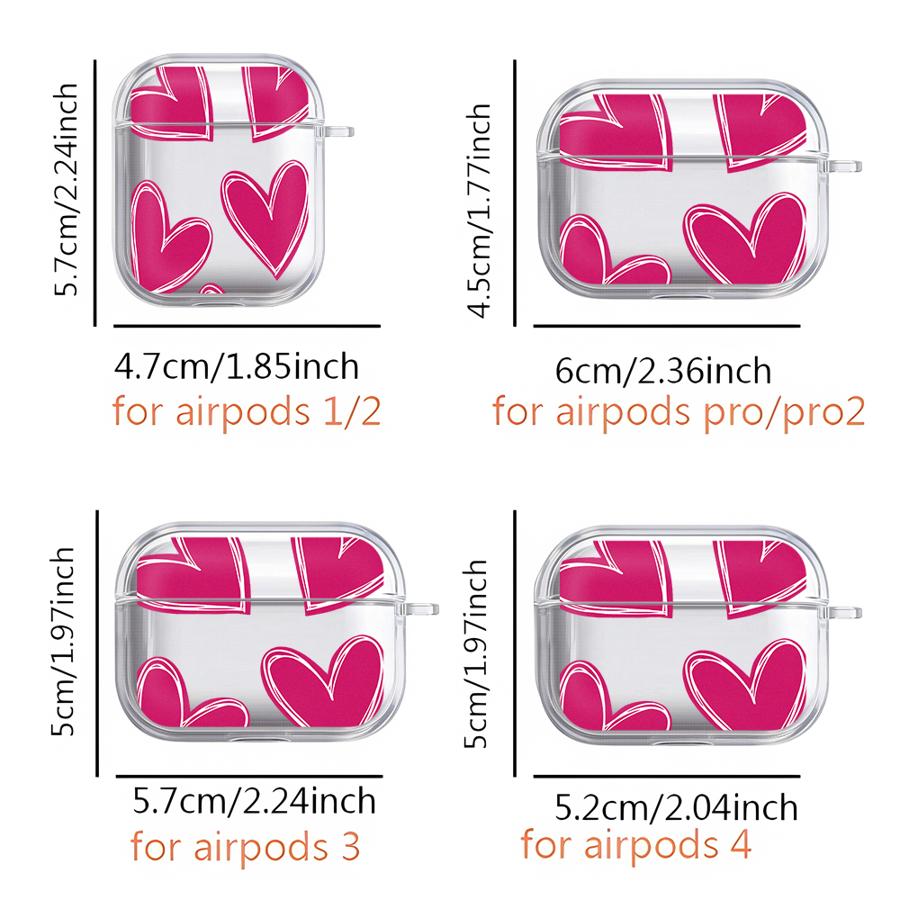 Clear Earphone Cases Cover Case For Airpods Pro3 2 3 Pro2 4 Pro 1 Pink And Blue Heart