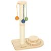 Cat Scratching Post, 56.5 Cm, 3 Hanging Balls, Track Ball Toy, Natural Wood