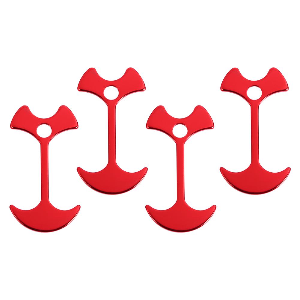 4PCS Pack Aluminum Tent Peg Outdoor Camping Wind Rope Anchor Chains Deck Floor Nail(Red)