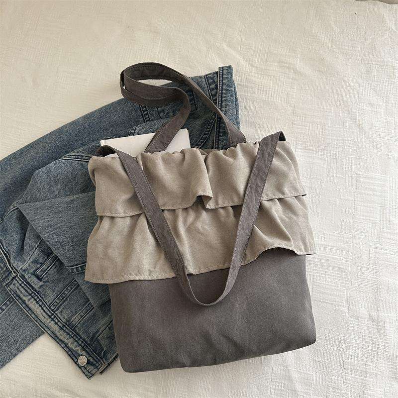 

Модная популярная простая сумка-тоут с плиссированной оборкой, нишевый дизайн, сумка подмышку, зарубежная, большая вместимость, на плечо