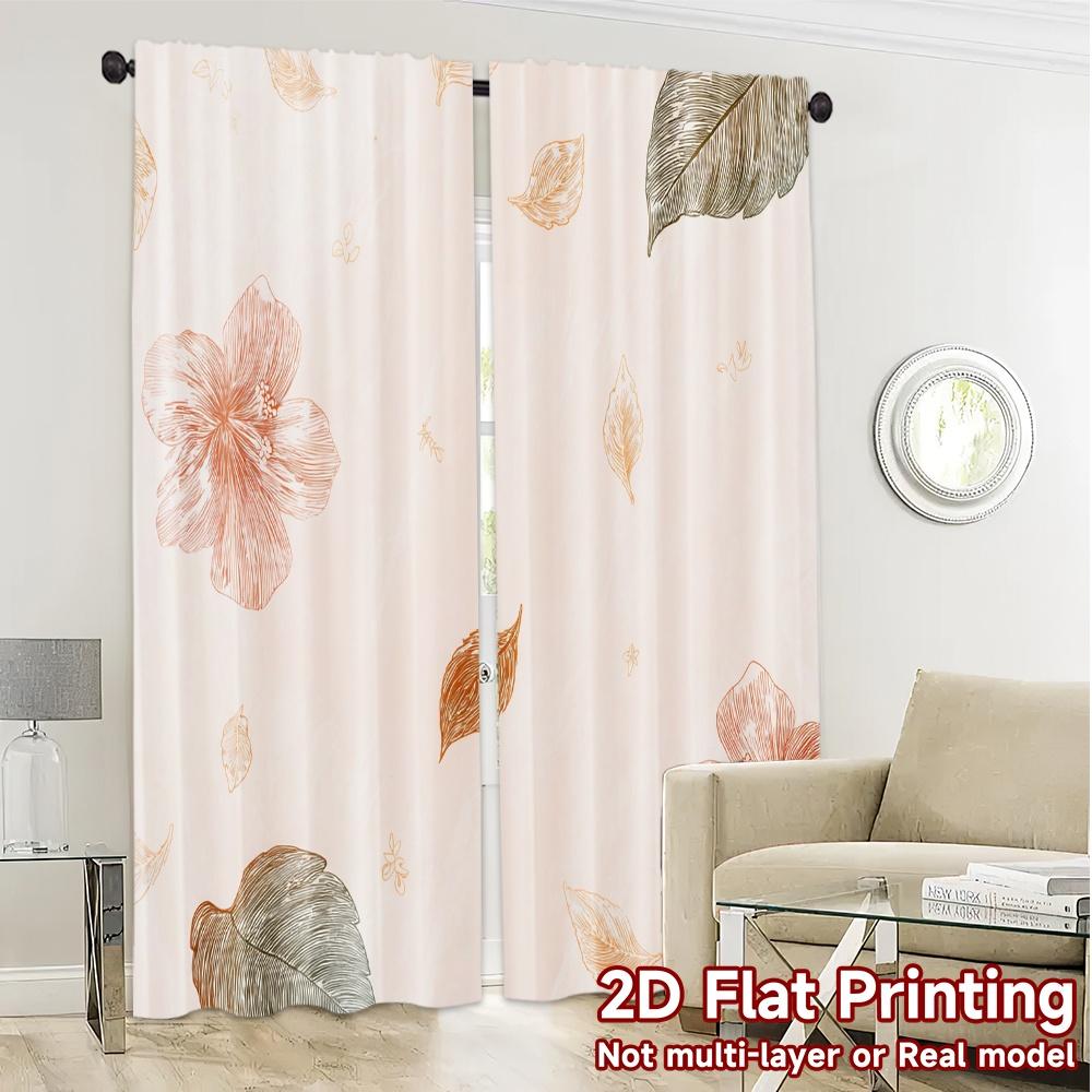 2D FLAT PRINTING 2pcs Curtains (Without Rod) Floral Spring Bedding Design Modern Fashionable Curtainments during the April Fools