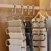 A Multi-layered Metal Trouser Hanger with S-shaped Clothes Clips for Wardrobe Organization, Anti-slip Storage, Drying