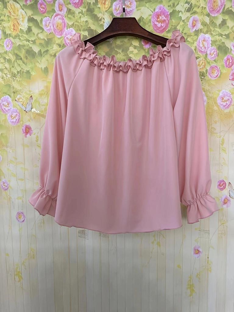 Elegant Casual One-Shoulder Ruffle Sleeve Women's Long-Sleeve Top