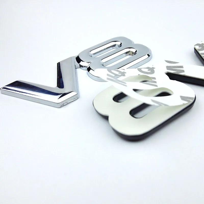 IEEA7 3D ABS Black Chrome Car Rear Trunk Fender Side Emblem Badge V8 Sticker For VW Toyota Honda Jeep Land Rover Car Acceesories
