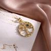 Metal Hollow Pendant Diy Life Tree Inlaid Opal Pendant Pendant Women'S Necklace Accessories Material