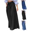 Women Pants Solid Color Oversized Long Tight Waist Wide Leg Lady Pants