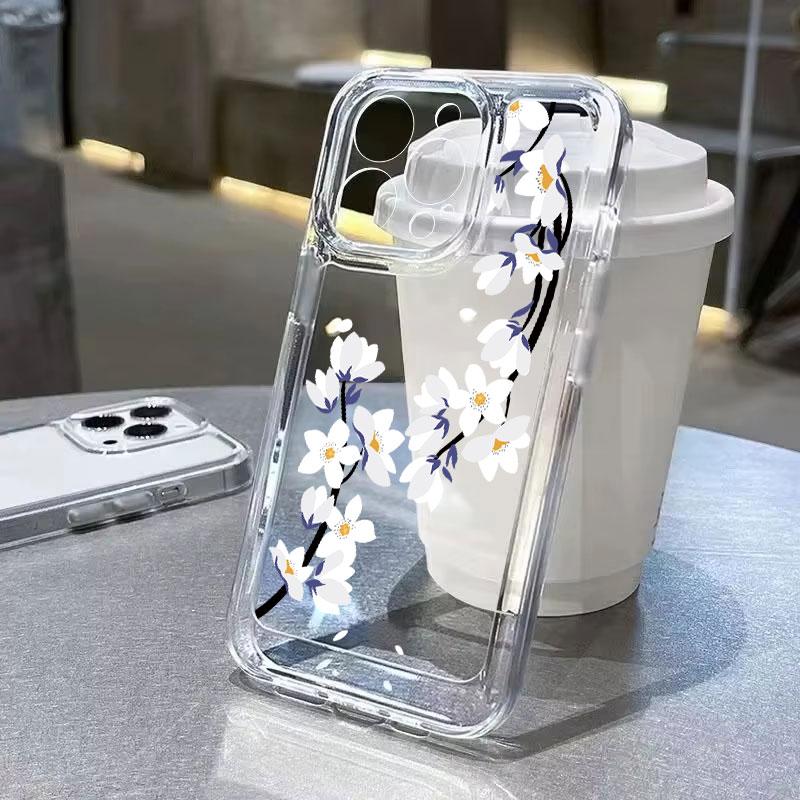 Lotus Flower Transparent Phone Case For iPhone 11 Case iPhone 13 14 12 15 16 Pro Max XR XS X 7 8 Plus SE 2020 Shockproof Cover