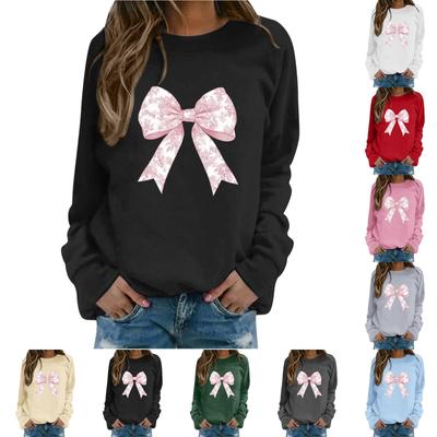 Damen Casual Fashion Bedruckte Langarm O-Ausschnitt Pullover Top Bluse