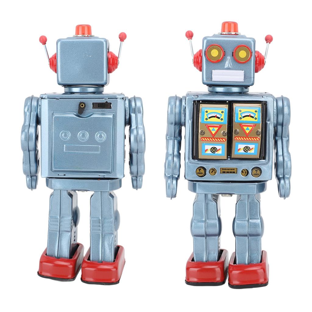 Metal Tin Robot Toy Retro Electric Rotating Figures Model Adult Collection Kids Gift