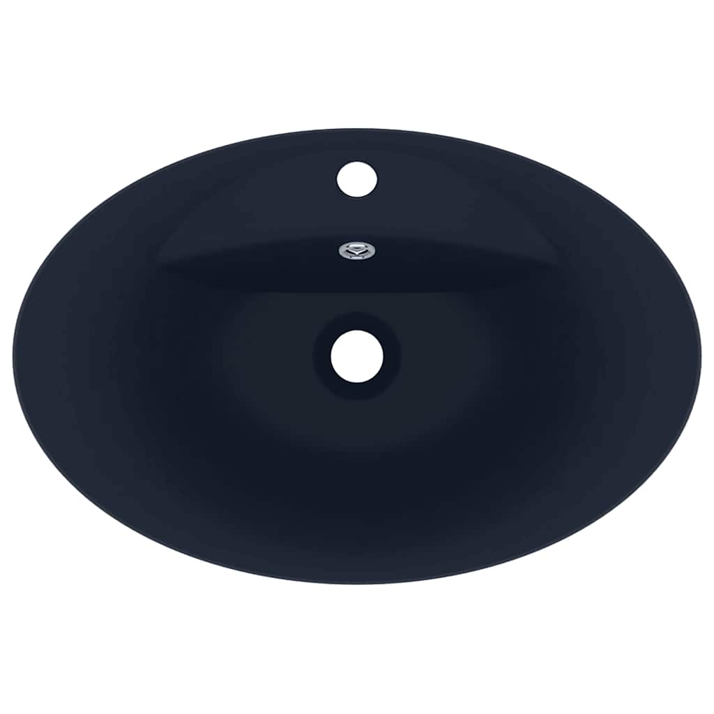 Luxury Wash Basin with Overflow Matte Dark Blue 58.5 X 39 Cm Ceramic