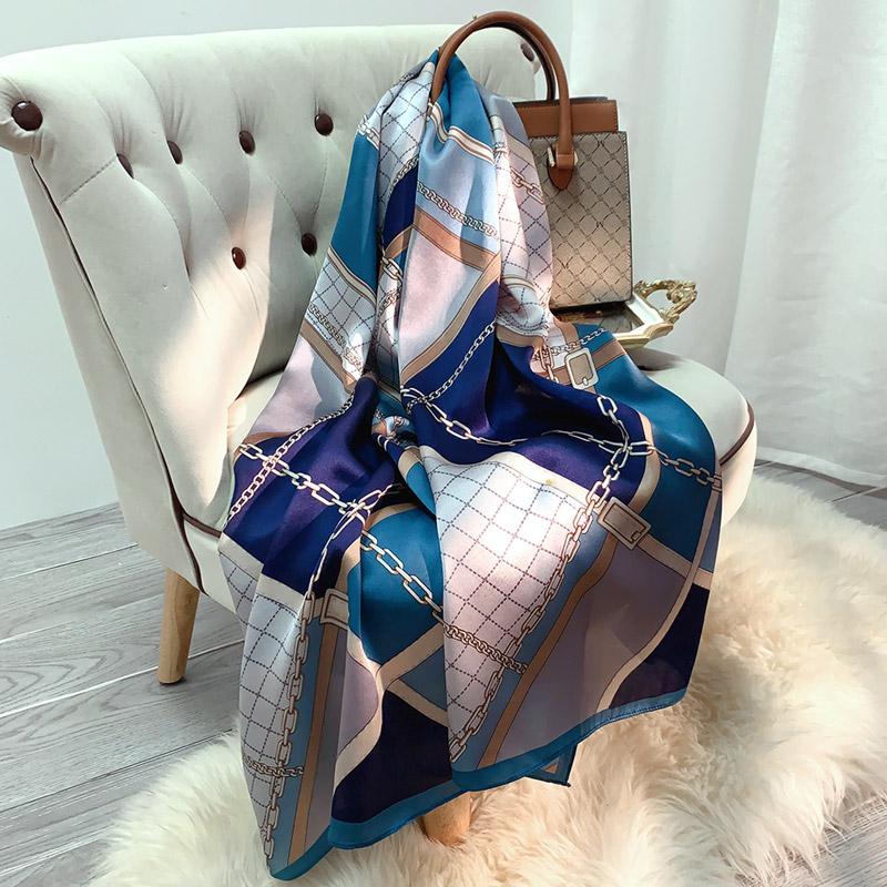 100% Real Silk Shawls Head Scarf Women Printed Hangzhou Natural Silk Long Scarves Summer Luxury Design Pure Silk Foulard Femme