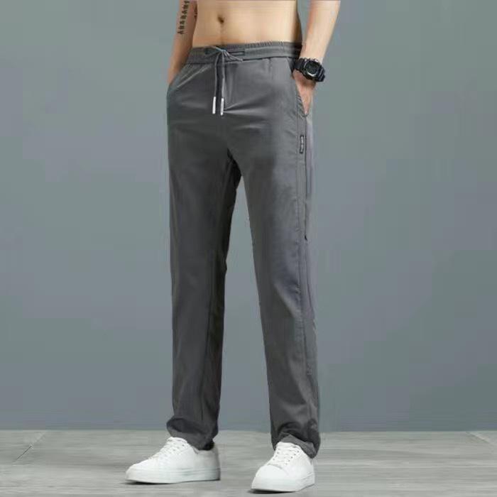 Black Label Plus Men's Slim Fit Tall Straight Fleece Pants - Autumn/Winter Korean Casual Trousers
