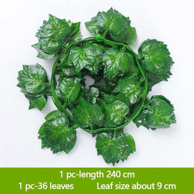 12-Piece Discount Set Ivy 240Cm Green Plastic Artificial Plant Leaf Vine Wedding Arch Home Bathroom Decoration Garland Party